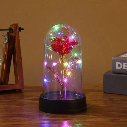 Valentine's Day Eternal Rose LED Light – Foil Flower in Glass Cover, Romantic Gift for Girlfriend, Mother's Day & Wedding Bridesmaid Favor