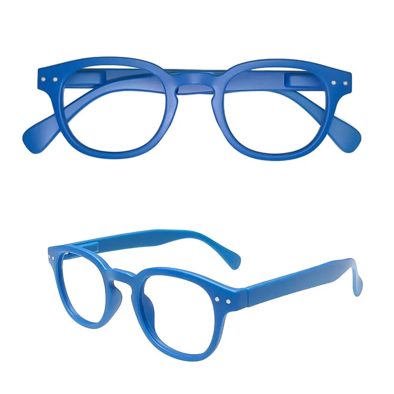 May Flower Fashion Reading Glasses for Women & Men – Round Shape with Spring Hinge, Diopter +4.00