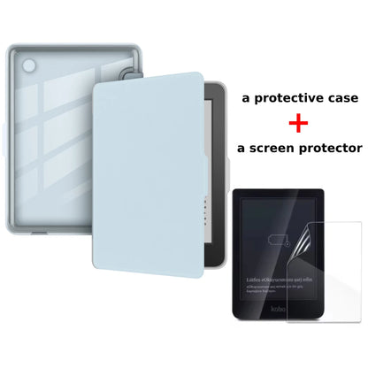 Kobo Clara 2E Case with Screen Protector — 6" Auto Sleep Leather Magnetic Cover & Transparent Acrylic Funda
