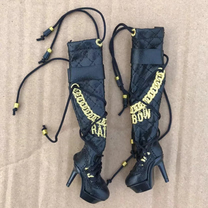 Rainbow Doll Shoes – Boots, Sandals & High Heels for DIY Doll Dressing in Black, Green & Red