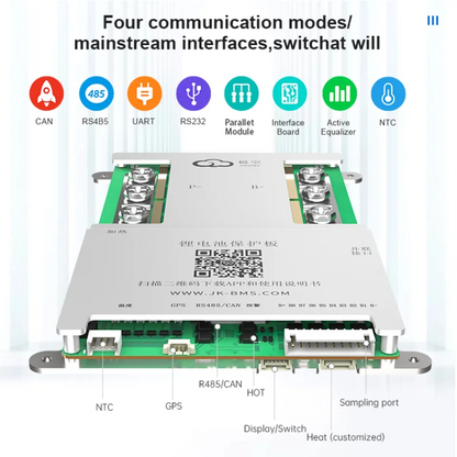 JK BMS 100A 8S 24V Smart Battery Management System - 1A Active Balance LiFePO4 & Li-Ion BMS with RS485, CAN, Bluetooth & App Support