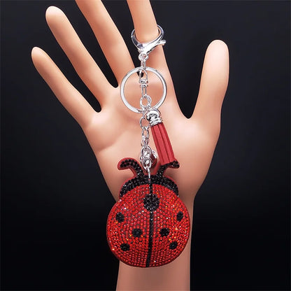 Ladybug Crystal Keychain - Tassel Bag Charm & Decorative Key Ring for Women & Men