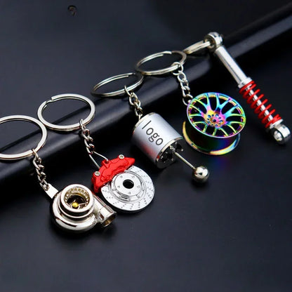 Creative Metal Car Keychain — Zinc Alloy Turbo, Gearbox & Brake Disc Pendant for Men’s Birthday or Dad Gift