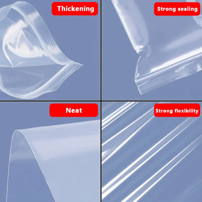 100pcs Thick Zipper Sealed Clear Plastic Storage Bags - Reclosable Ziplock Bags for Jewelry, Food and Packing