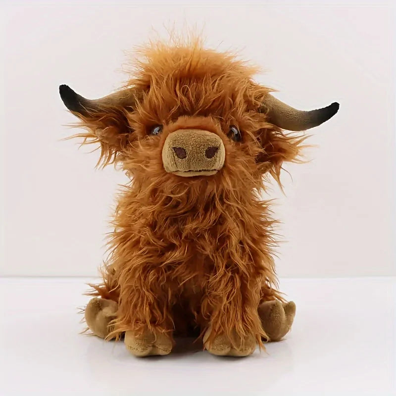 25cm Highland Cow Plush Toy — Soft Stuffed Animal Doll, Kawaii Kids & Baby Gift, Home & Room Decor