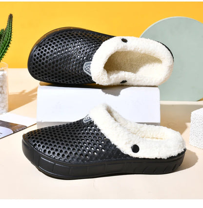 Couple Cotton Slippers – Winter Warm Plush Velvet Thickened Clogs for Men & Women