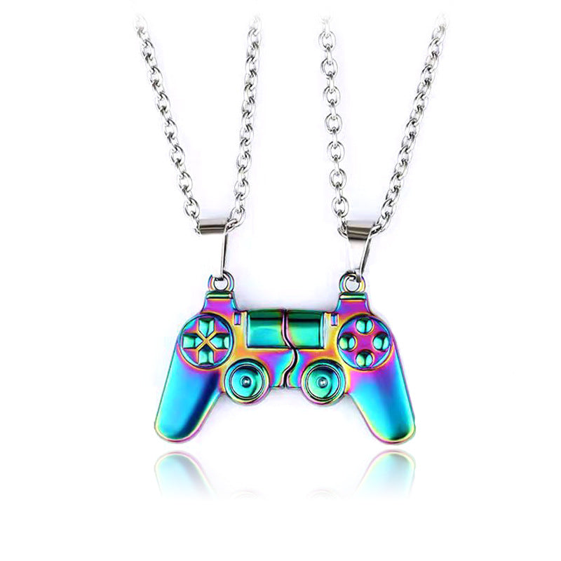 2Pcs Magnetic Couple Necklace Set – Game Controller Friendship Matching BFF Necklaces for Him & Her