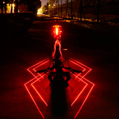 Folding Laser Bike Light - Front & Rear Safety Warning, USB Rechargeable, Waterproof Cycling Lamp