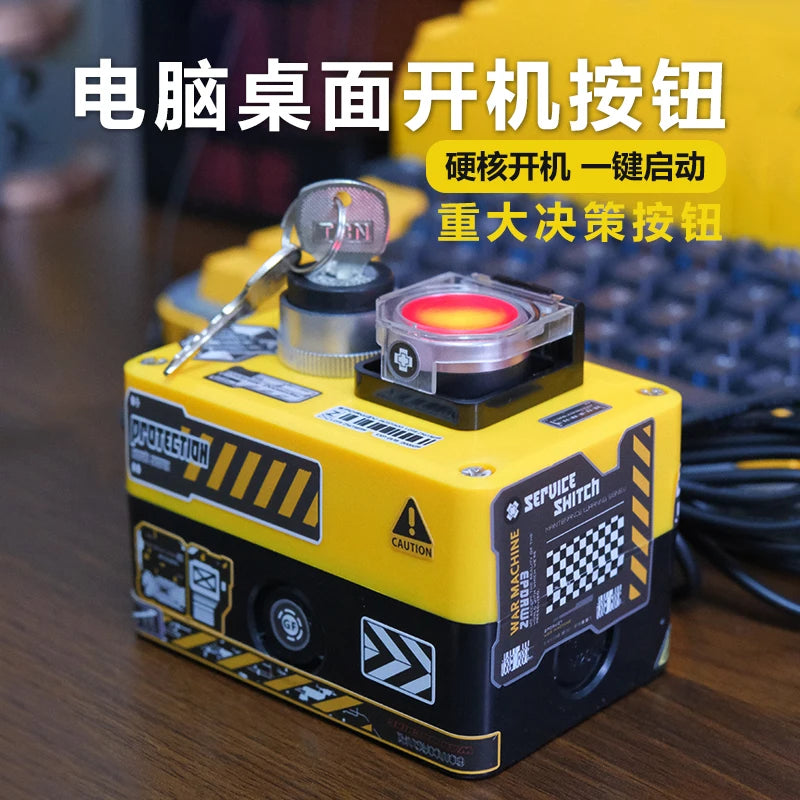 PC Power Switch Button – External Wired Desktop Computer Case On/Off Reset Dual Control Button for PC Chassis Starter Switch