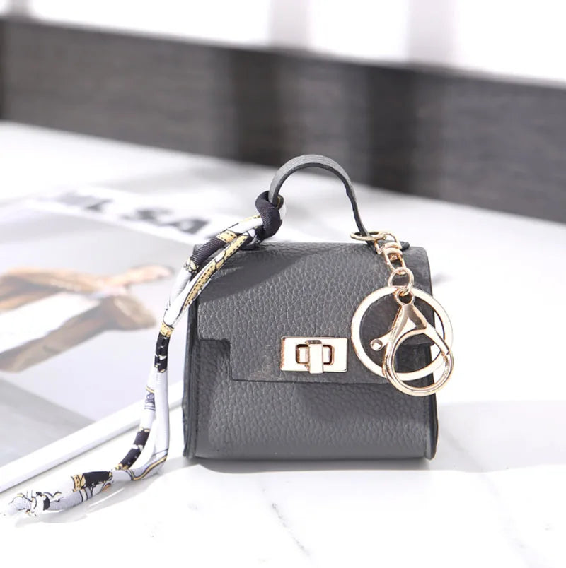 Luxury Mini Headphone Bag – Leather Purse Pendant Keychain for AirPods 2/3/4/Pro 2 and Galaxy Buds 3/3Pro