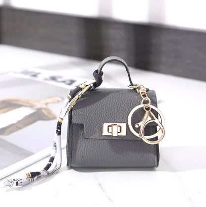 Luxury Mini Headphone Bag – Leather Purse Pendant Keychain for AirPods 2/3/4/Pro 2 and Galaxy Buds 3/3Pro