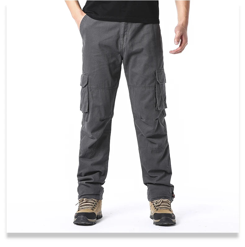 Men's Large Pocket Loose Overalls — Outdoor Sports & Tactical Jogging Pants with Elastic Waist, Pure Cotton Casual Workwear