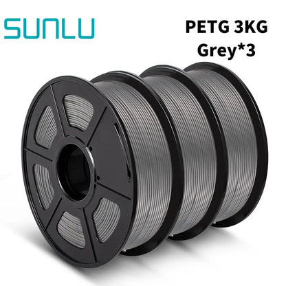 SUNLU PETG 3D Printer Filament 1.75mm ±0.02mm – 3 Rolls 1KG Each, Neatly Wound Vacuum-Sealed Printing Material