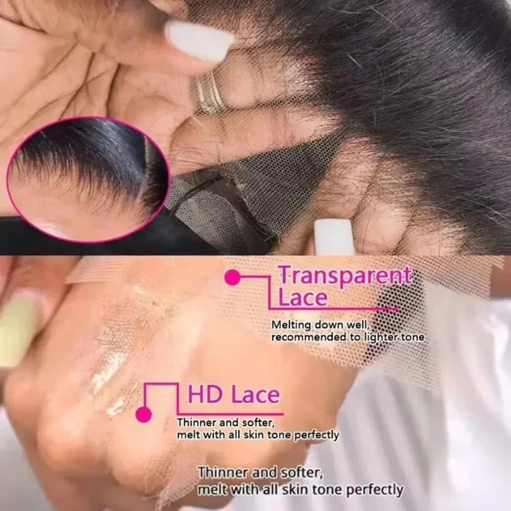 36-38 Inch HD Transparent Lace Front Wig – 13x6 & 5x5 Glueless Bone Straight Human Hair, 200 Density