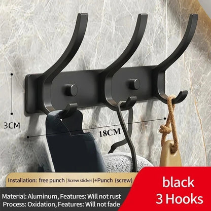 Folding Wall Robe Hooks - Black & White Towel, Coat & Clothes Hanger for Bathroom & Kitchen