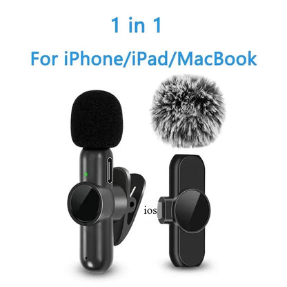 Wireless Lavalier Microphone - Noise Reduction Clip-On Mic for iPhone iPad Recording Live Stream YouTube & Facebook