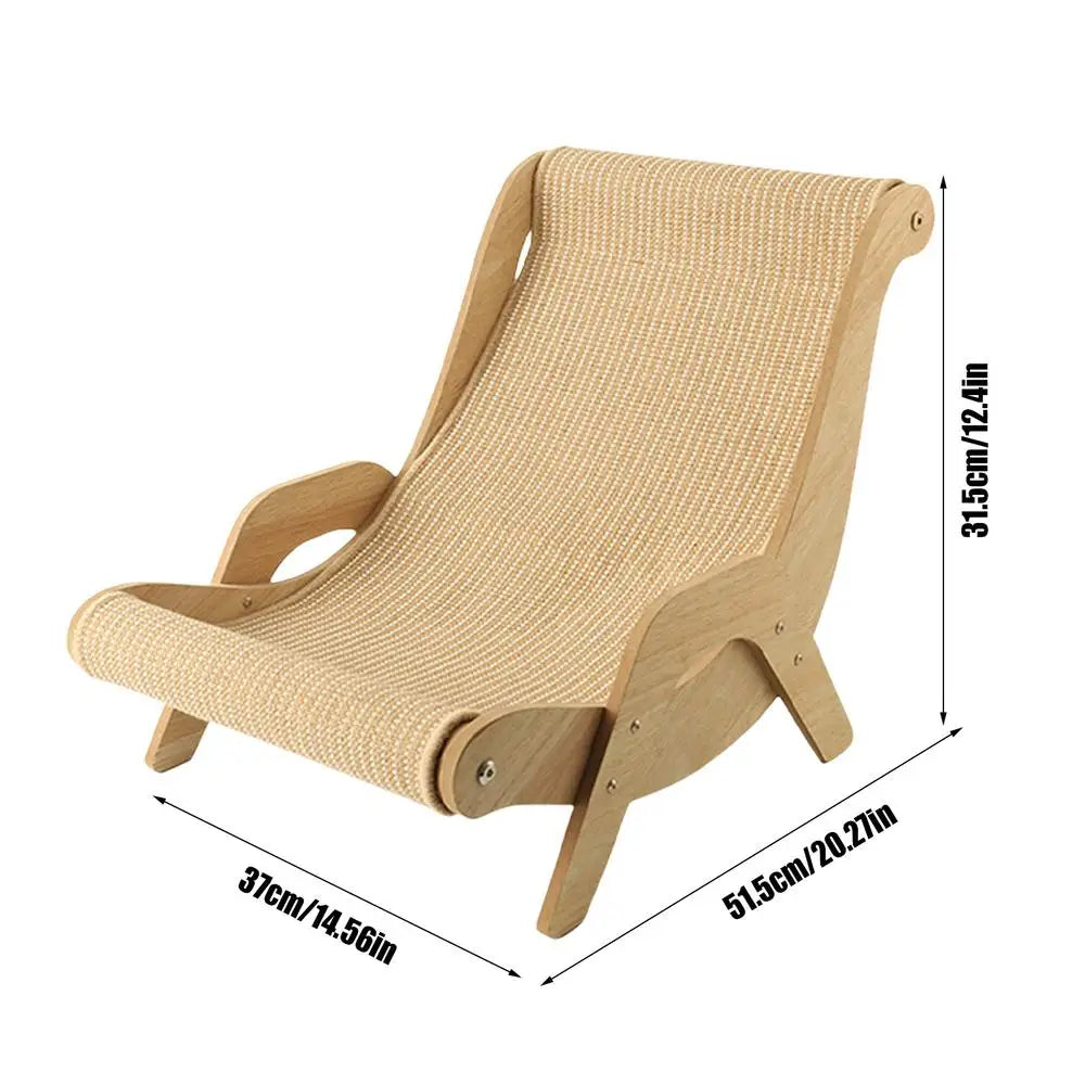 Sisal Wooden Cat Lounge Chair – Multi-Functional Cat Scratcher & Resting Chair, Pet-Friendly Scratch & Play Furniture for Cats