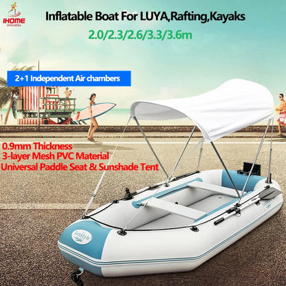 2.0–3.6m Inflatable Fishing Kayak Boat Air Deck Set – 3-Layer 0.9mm PVC, 2+1 Air Chambers, Wear-Resistant LUYA Raft Boat