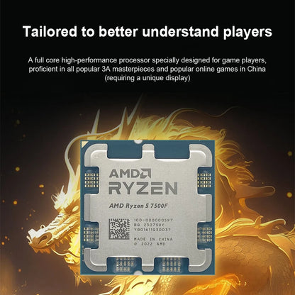 AMD Ryzen 5 7500F CPU - 6-Core, 12-Thread, 3.7GHz, 32MB L3 Cache, 5NM, Socket AM5 (Tray, No Cooler)