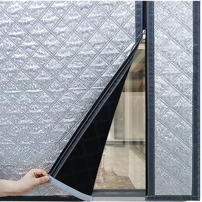 Side Zipper Cotton Curtain — Double-Layer Thickened, Windproof & Cold-Resistant Home Curtain, Customizable
