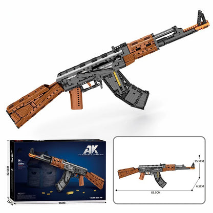 AK47 Assault Rifle Building Blocks – Military DIY Shootable Toy Gun for Kids