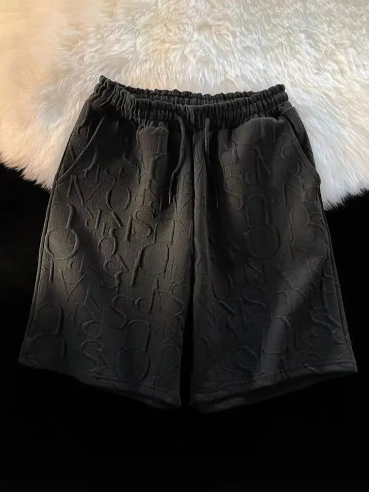 Men's Waffle Casual Shorts - Loose Wide-Leg Running, Beach & Cargo Shorts with Drawstring Waist