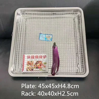 304 Stainless Steel Baking Tray with Wire Rack — Cake, BBQ, Oven, Roasting & Grilling Pan Tool