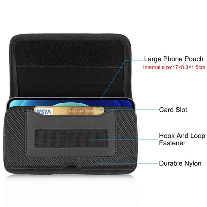 HAWEEL 6.1-6.8 Inch Nylon Cloth Phone Belt Clip – Horizontal Carrying Pouch with Card Slot, Phone Belt Bag