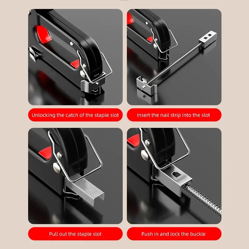 Manual Light-Duty Nailing Gun – Home & Woodworking Staple Gun for Carpentry, U/T/N Type Direct Nail Tool for DIY Projects