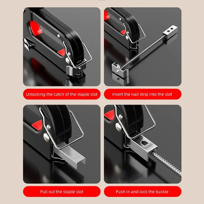 Manual Light-Duty Nailing Gun – Home & Woodworking Staple Gun for Carpentry, U/T/N Type Direct Nail Tool for DIY Projects