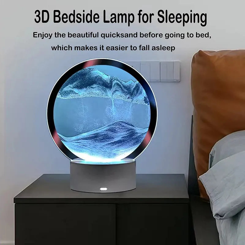 3D LED RGB Sandscape Lamp - 16-Color Moving Sand Art Frame with Remote, Hourglass Night Light & Deep Sea Display
