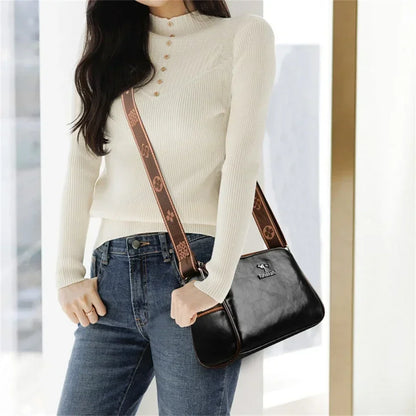 Women’s Soft Leather Shoulder Bag – Luxury Designer Vintage Crossbody & Messenger Handbag