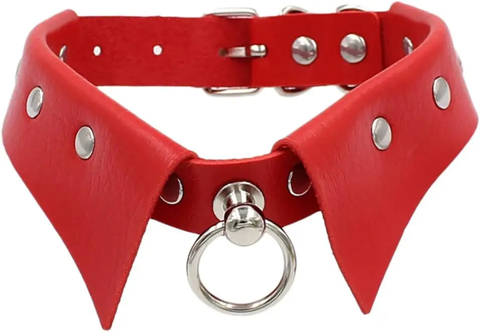 Black Gothic Leather Choker Necklace – Punk Style Neck Jewelry for Women & Alternative Fashion