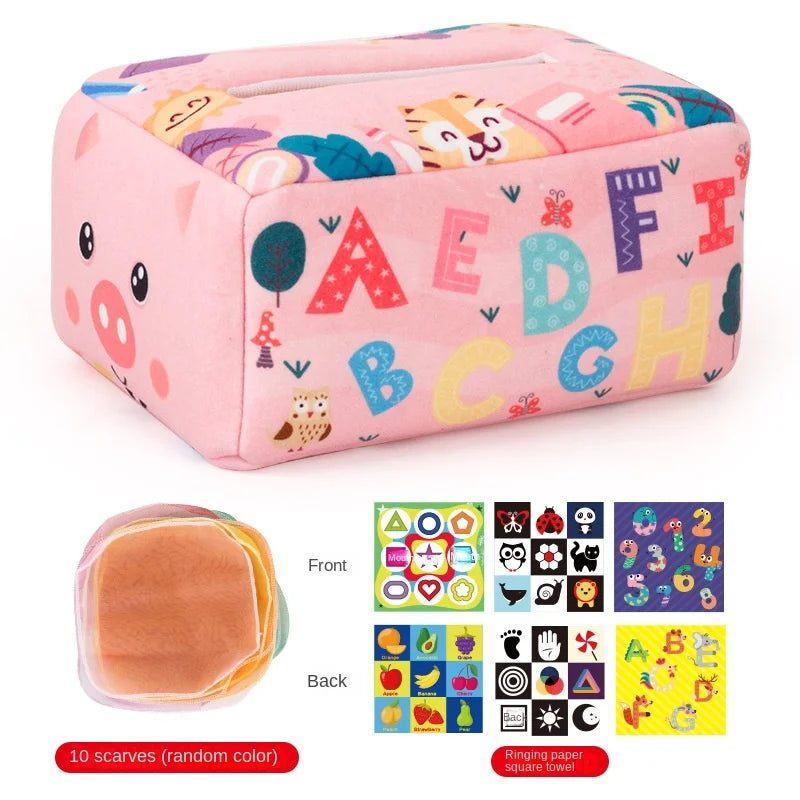 Baby Montessori Magic Tissue Box – Educational Sensory Learning Activity Toy for Kids, Finger Exercise Busy Board