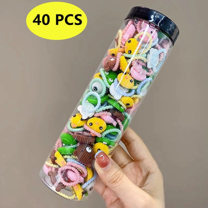 40PCS/10PCS Cute Flower Hair Bands for Girls – Elastic Hair Rings for Kids Birthday Party Headwear
