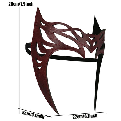 Scarlet Witch Cosplay Headband & Mask — Leather Face Cover for Adult Halloween, Superhero Costume & Party Props