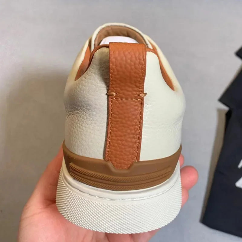 Men's Summer Casual Shoes — Top Layer Cow Leather, Breathable Luxury Deer Skin Slip-On Sneakers