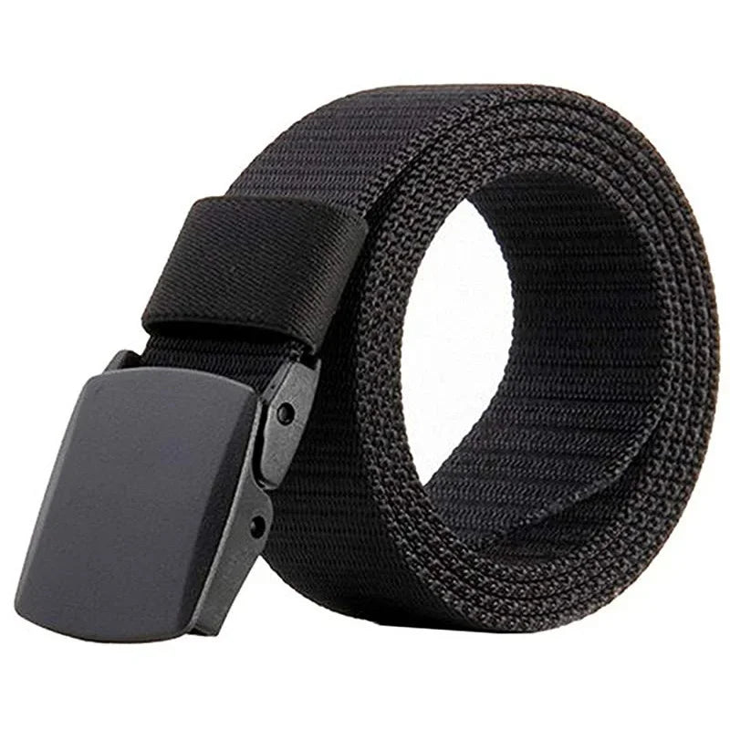Unisex Plus Size Military Nylon Belt — Automatic Buckle Tactical Canvas Belt for Men and Women, 110-170cm