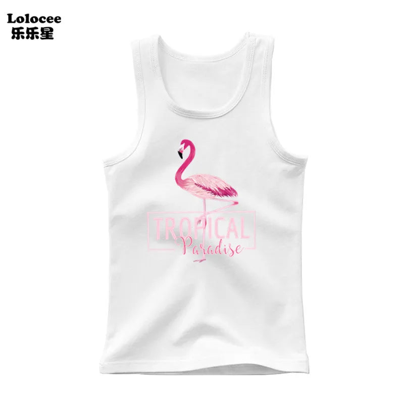 Girls Owl Print Tank Top - Sleeveless Cotton Sports Vest Shirt for Kids 3-14 Years