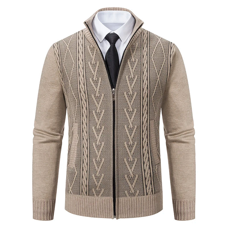 Men's Autumn Winter Cashmere Knit Sweater Coat - Padded Warm Casual Pullover Jacket