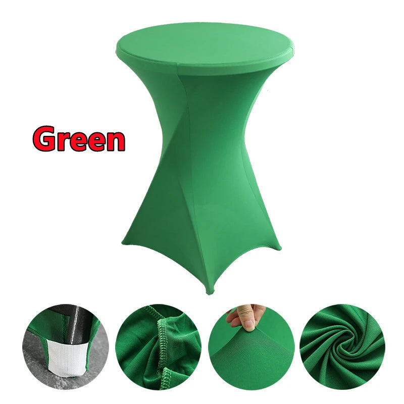 Spandex Round Tablecloth - Stretch Elastic Cocktail Table Cover for Wedding, Party, Hotel & Event Decor