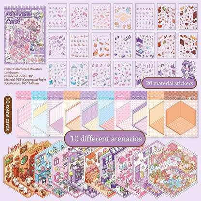 3D Cabin Scene Sticker Book - Layered Cartoon Scene Stickers for DIY Crafts, Creative Play, and Collecting