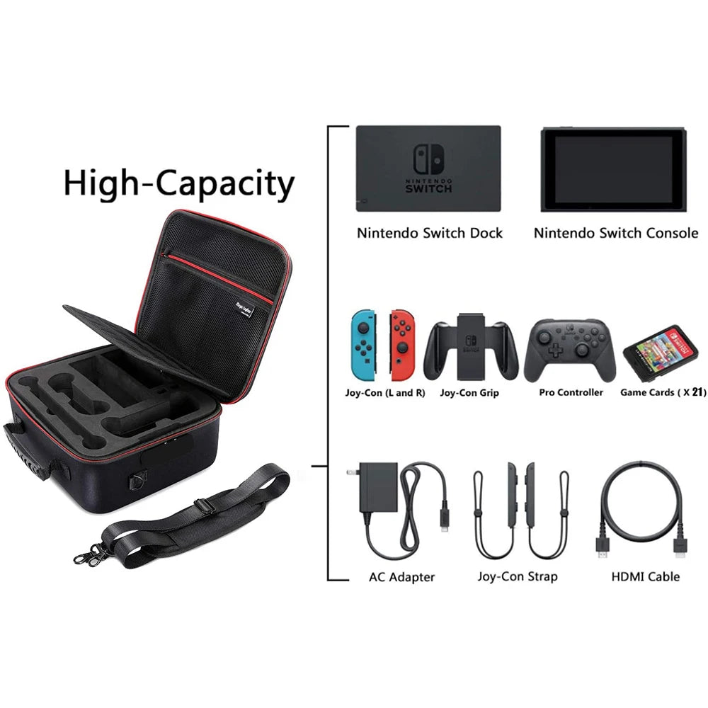Nintendo Switch OLED Carrying Case - Large Capacity Storage Pouch with Card Slot | Protective Bag for Game Accessories