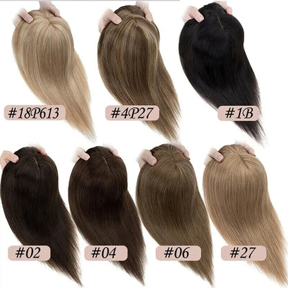 Silk Top Base Clip-In Hair Topper for Women – Real Human Hair Extension, Thin & Breathable Hairpiece