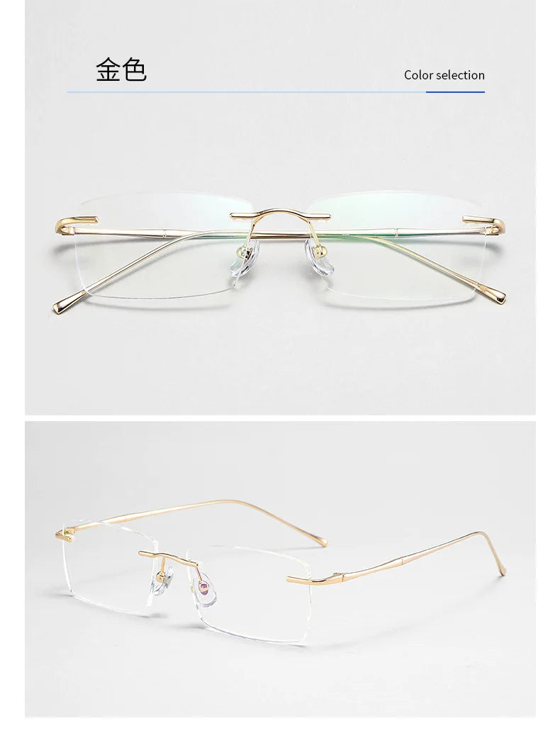 Ultra-Light Pure Titanium Rimless Glasses Frame – Anti-Blue Light Optical Frames for Men, Custom Prescription Eyeglasses