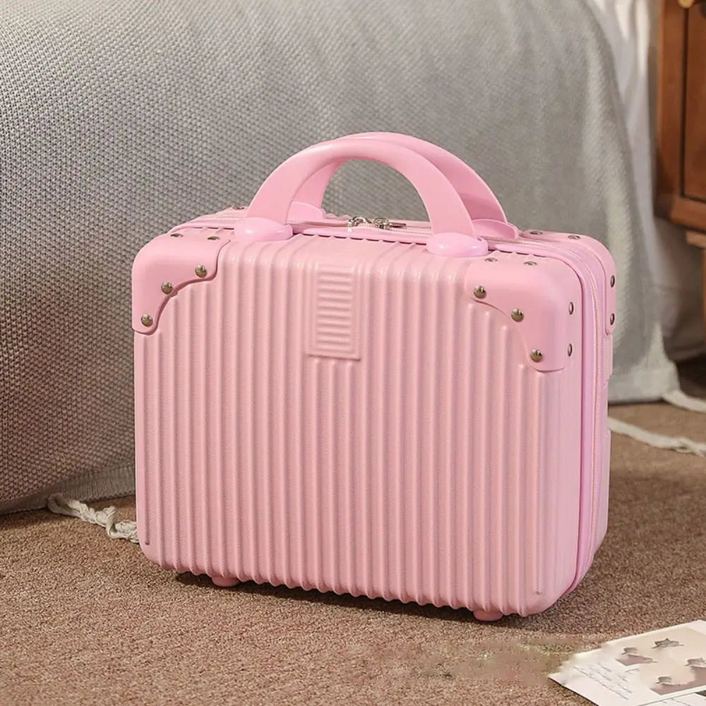 14-Inch Mini Travel Suitcase Cosmetic Box - Hand Luggage Organizer with Password Lock, Small Makeup Case for Boarding