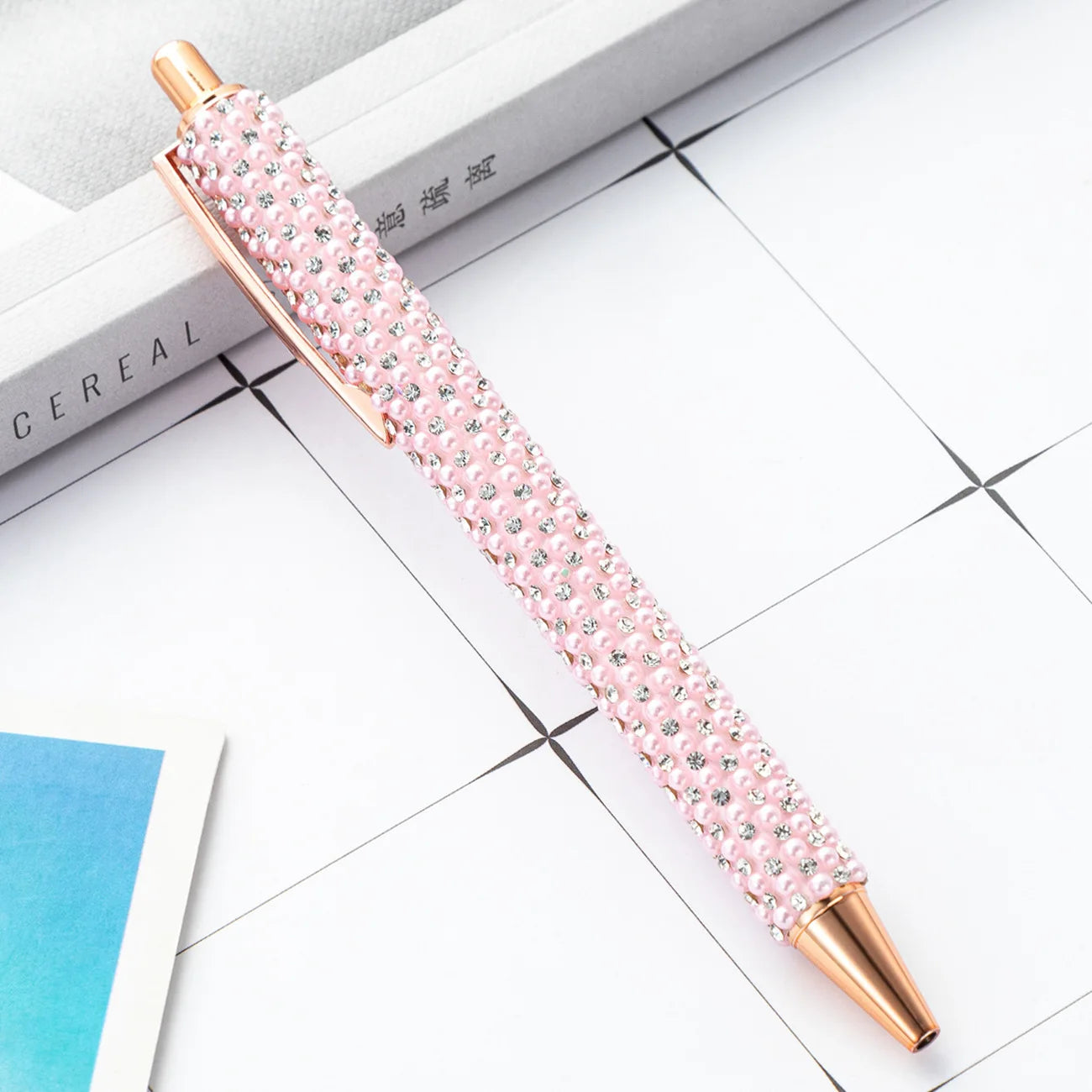Lytwtw Pearl Rhinestone Ballpoint Pen – Luxury Rose Gold Metal Pen for Wedding, School & Office Supplies
