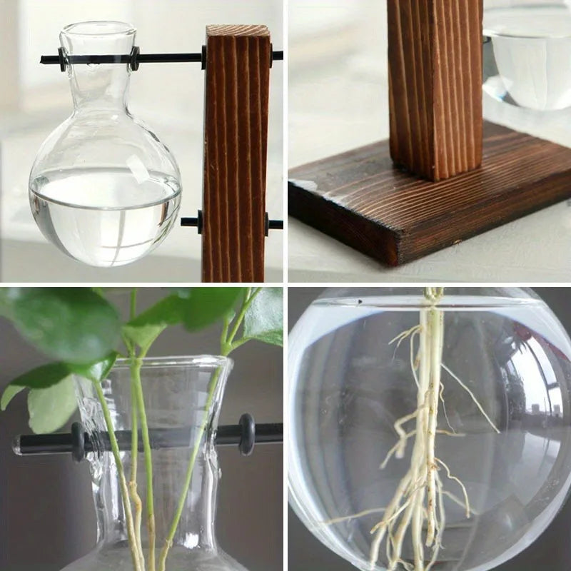 Hydroponic Glass Vase, Vintage Desktop Plant Terrarium Planter, Bulb Water Planting Propagation Vase for Hydroponics Plants