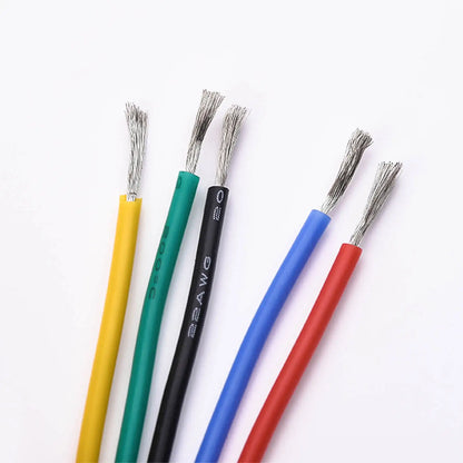 22AWG Flexible Silicone Electric Wire – 22 Gauge Stranded Tinned Copper, 5 Colors, 16.4ft/5m or 32.8ft/10m
