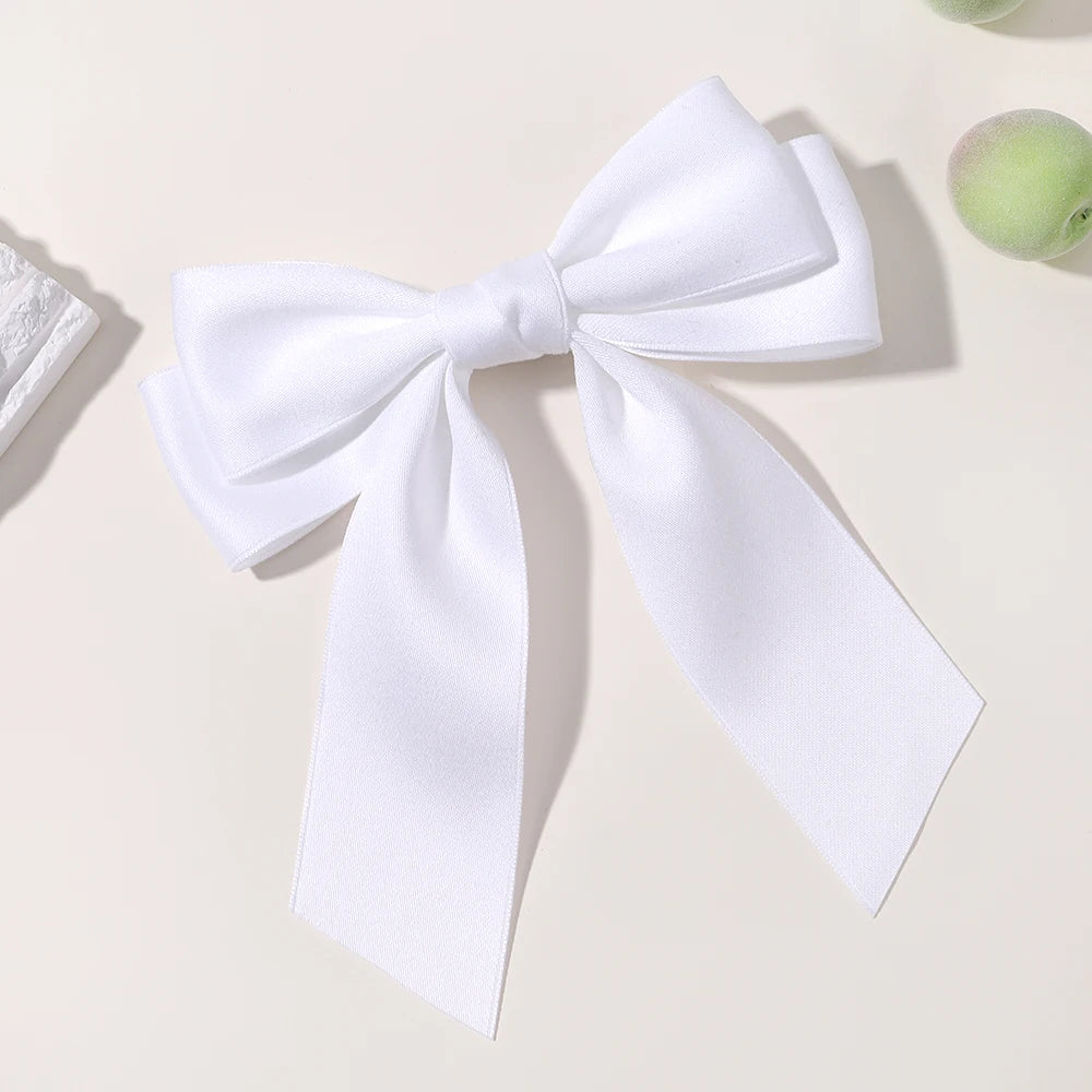 Hot New Fashion Fabric Large Bow Hairpin – Sweet Red & White Bow Hair Clips for Women & Girls, Top Clip, Female Hair Accessories
